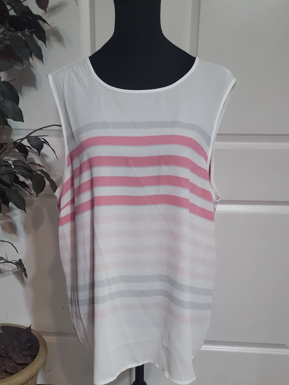 (#58) Elle Pink and White Striped Sleeveless Tank